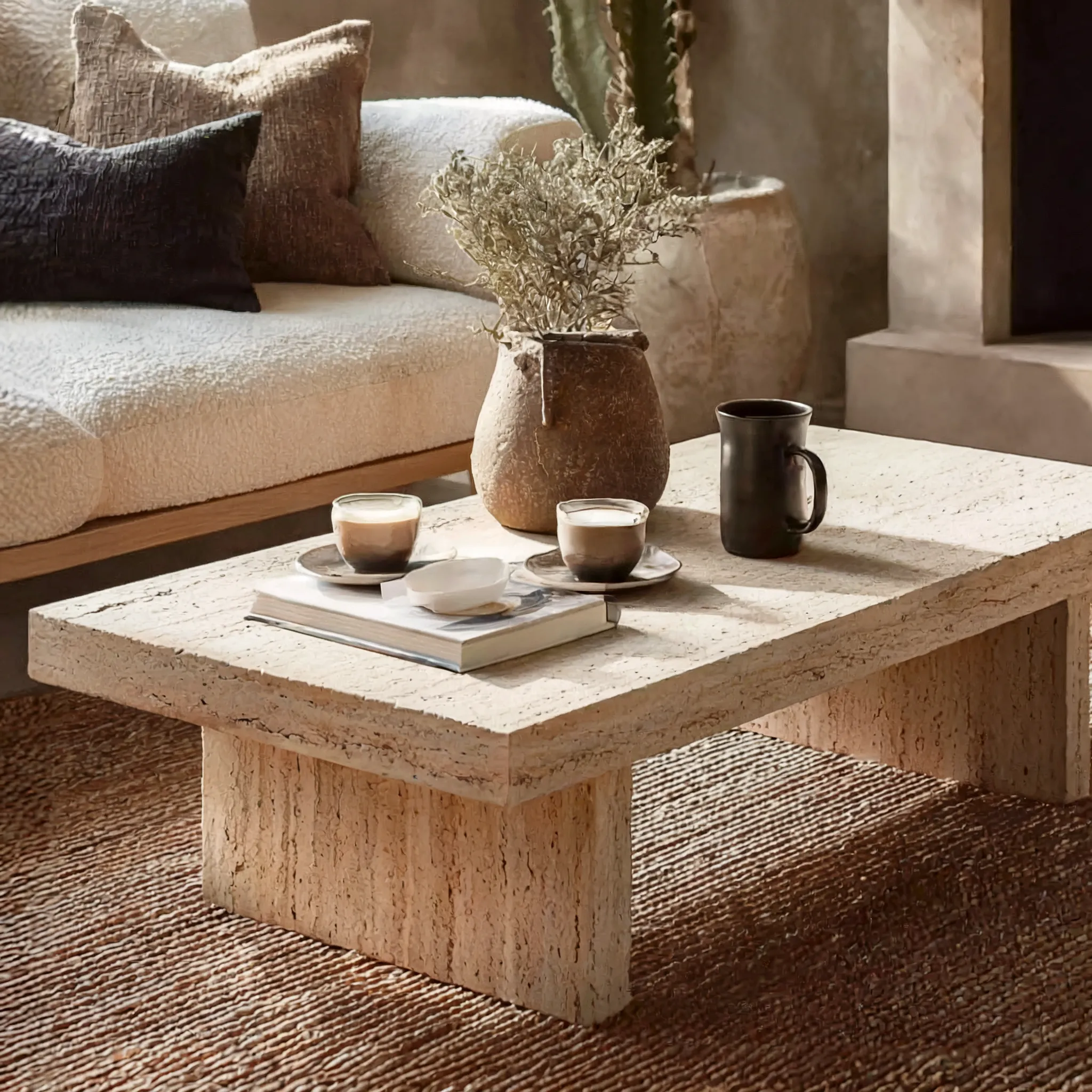 Wood Coffee Table Live Edge Trestle Rectangular Handmade - Image 2