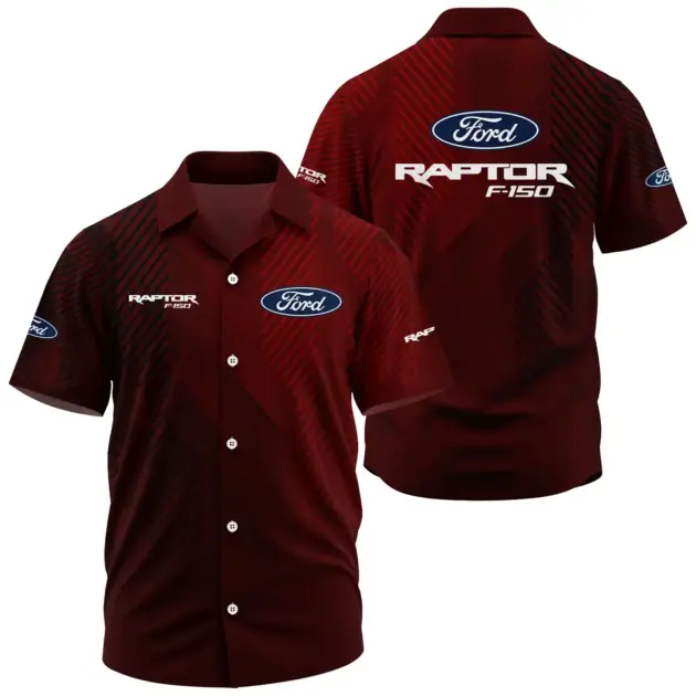 Ford F-150 Raptor Exclusive Logo Performance Short Sleeve Camp Collar Shirt CARHW110606FFRZ - Ford F-150 Raptor Shirt