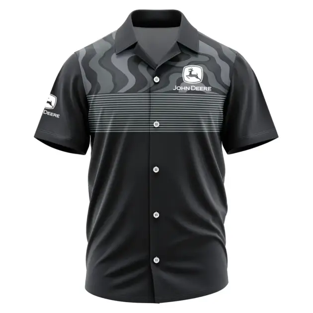 John Deere Exclusive Logo Performance Short Sleeve Camp Collar Shirt FAHWSCS002JDZ - John Deere Camp Collar Shirt