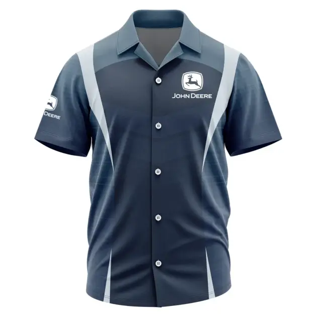 John Deere Exclusive Logo Performance Short Sleeve Camp Collar Shirt FAHWSCS003JDZ - John Deere Camp Collar Shirt