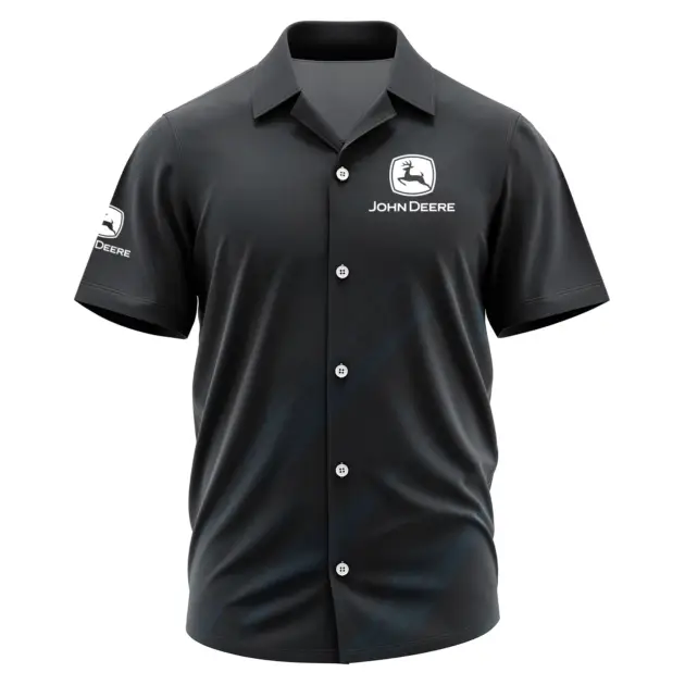 John Deere Exclusive Logo Performance Short Sleeve Camp Collar Shirt FAHWSCS005JDZ - John Deere Camp Collar Shirt