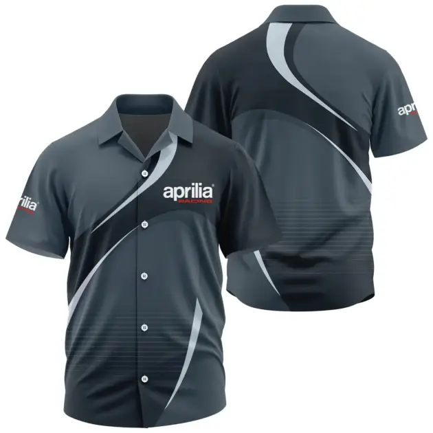 Aprilia Exclusive Logo Performance Short Sleeve Camp Collar Shirt OSMTBHWS001APZ - Aprilia Shirt - Aprilia Shirt
