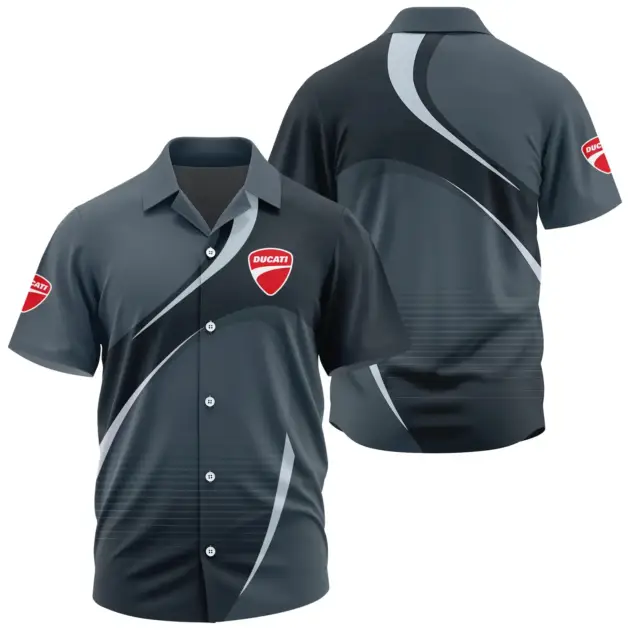 Ducati Exclusive Logo Performance Short Sleeve Camp Collar Shirt OSMTBHWS001DCZ - Ducati Shirt - Ducati Shirt