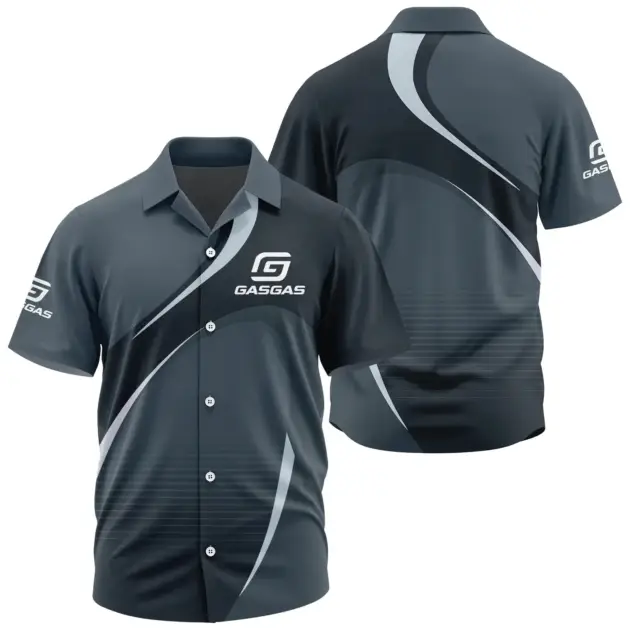 GasGas Exclusive Logo Performance Short Sleeve Camp Collar Shirt OSMTBHWS001GGZ - GasGas Shirt - GasGas Shirt