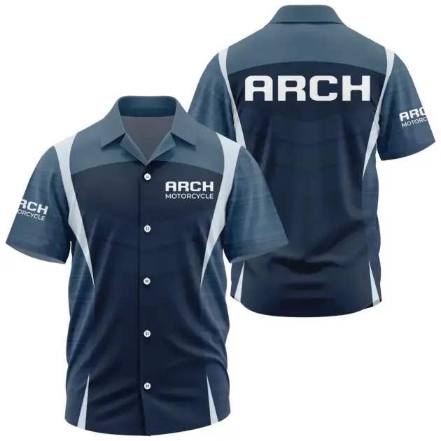 Arch Motorcycle Exclusive Logo Performance Short Sleeve Camp Collar Shirt OSMTBHWS003AMZ - Arch Motorcycle Shirt - Arch Motorcycle Shirt