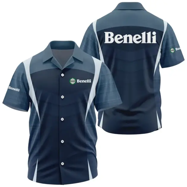 Benelli Exclusive Logo Performance Short Sleeve Camp Collar Shirt OSMTBHWS003BNZ - Benelli Shirt - Benelli Shirt