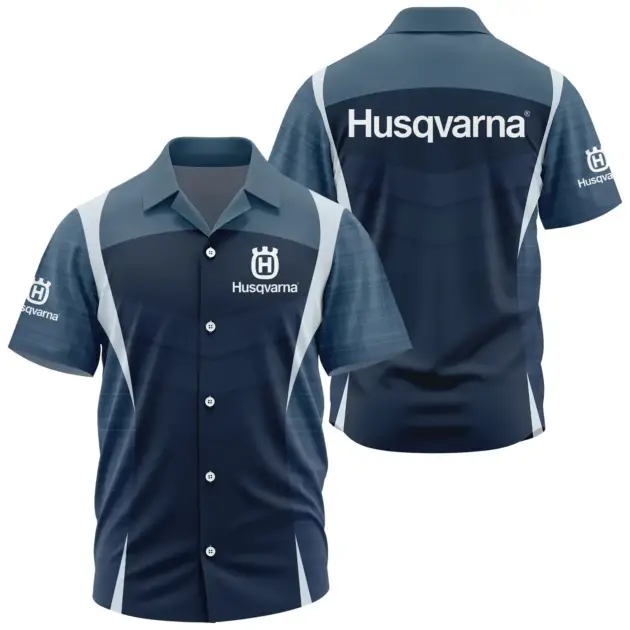 Husqvarna Exclusive Logo Performance Short Sleeve Camp Collar Shirt OSMTBHWS003HQZ - Husqvarna Shirt - Husqvarna Shirt
