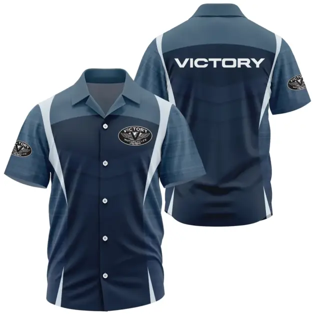 Victory Motorcycles Exclusive Logo Performance Short Sleeve Camp Collar Shirt OSMTBHWS003VMZ - Victory Motorcycles Shirt - Victory Motorcycles Shirt