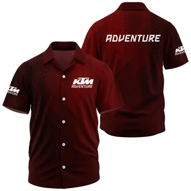 KTM Adventure Exclusive Logo Performance Short Sleeve Camp Collar Shirt OSMTBHWS006KTZ - KTM Adventure Shirt - KTM Adventure Shirt
