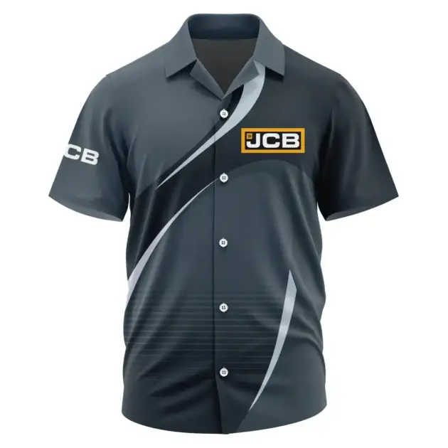 JCB Agriculture Exclusive Logo Performance Short Sleeve Camp Collar Shirt OUFAHWS3D081901JAZ - JCB Agriculture Shirt