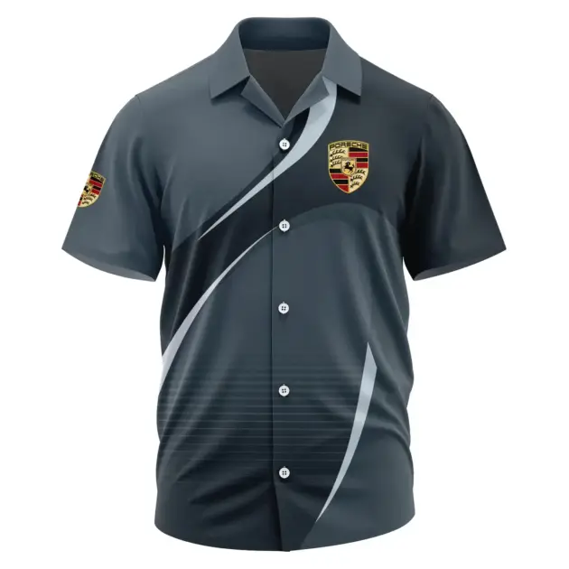 Porsche Exclusive Logo Performance Short Sleeve Camp Collar Shirt OUFAHWS3D081901POSZ - Porsche Shirt