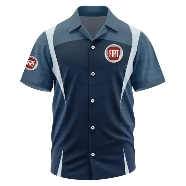 Fiat Exclusive Logo Performance Short Sleeve Camp Collar Shirt OUFAHWS3D081903FTZ - Fiat Shirt