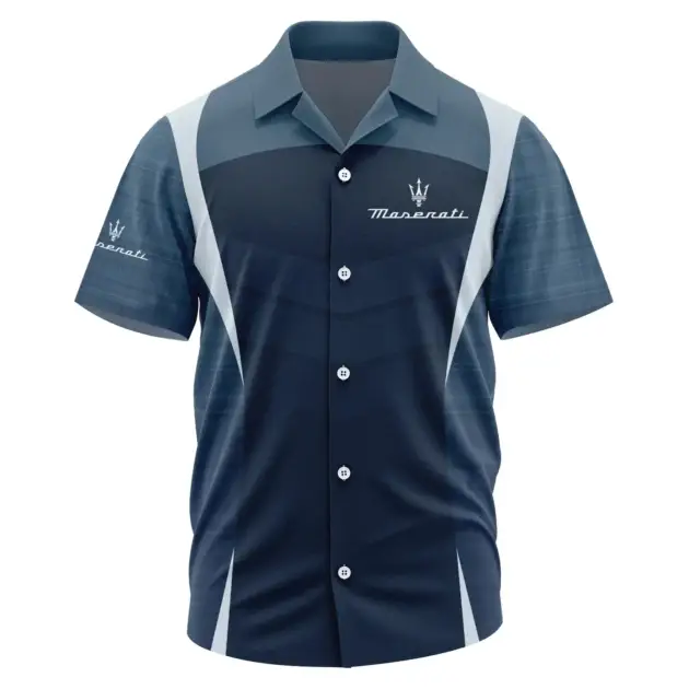 Maserati Exclusive Logo Performance Short Sleeve Camp Collar Shirt OUFAHWS3D081903MSRZ - Maserati Shirt