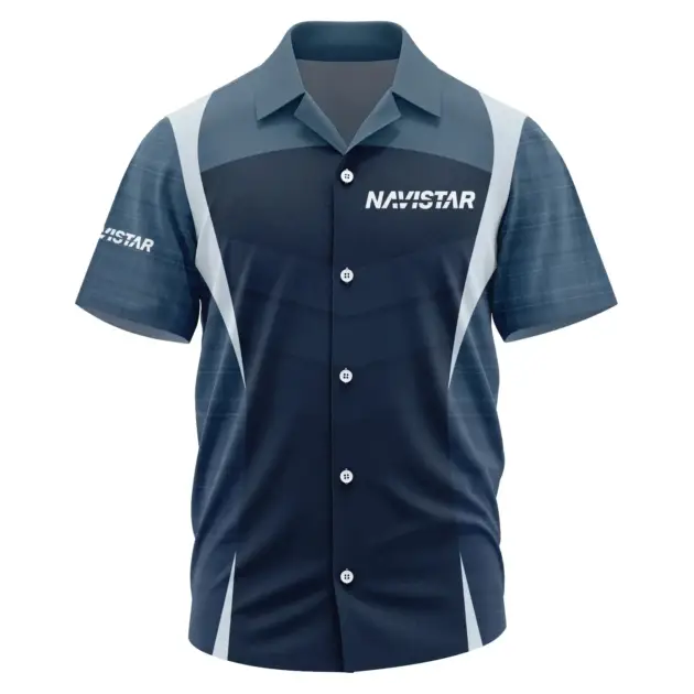 Navistar Exclusive Logo Performance Short Sleeve Camp Collar Shirt OUFAHWS3D081903NVZ - Navistar Shirt
