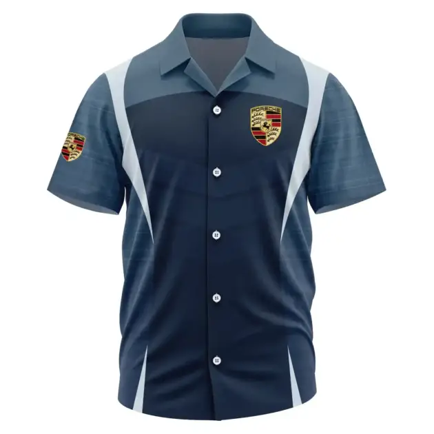 Porsche Exclusive Logo Performance Short Sleeve Camp Collar Shirt OUFAHWS3D081903POSZ - Porsche Shirt