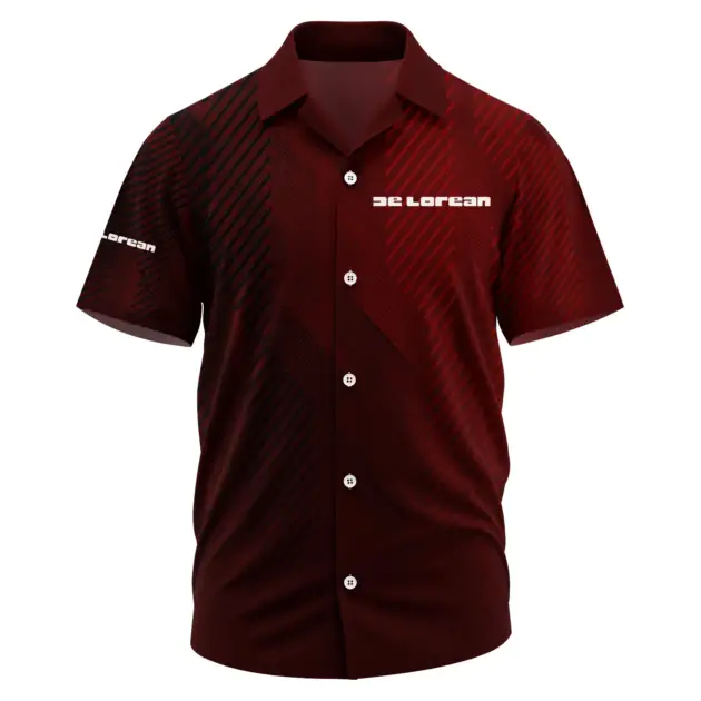 DeLorean Exclusive Logo Performance Short Sleeve Camp Collar Shirt OUFAHWS3D081906DLZ - DeLorean Shirt