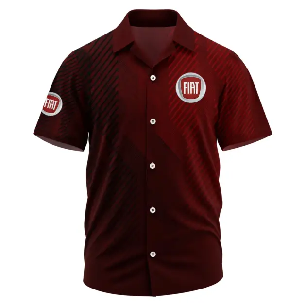 Fiat Exclusive Logo Performance Short Sleeve Camp Collar Shirt OUFAHWS3D081906FTZ - Fiat Shirt
