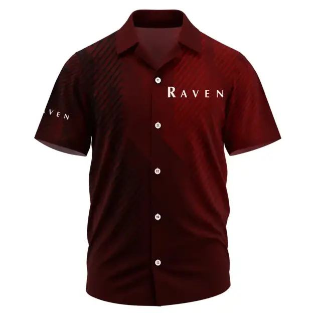 Raven Exclusive Logo Performance Short Sleeve Camp Collar Shirt OUFAHWS3D081906RIZ - Raven Shirt