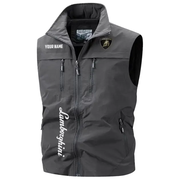 Lamborghini Exclusive Logo Performance Multi-Pocket Sleeveless Vest OUFAV2100819LBGZ - Lamborghini Vest