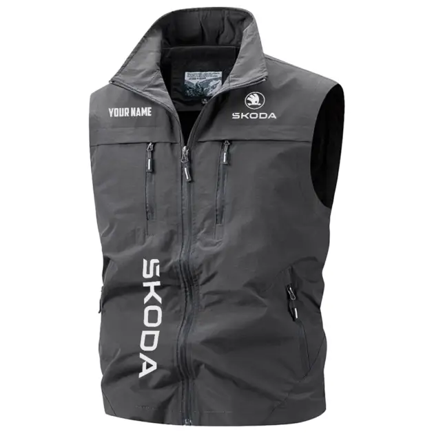 Skoda Exclusive Logo Performance Multi-Pocket Sleeveless Vest OUFAV2100819SKOZ - Skoda Vest