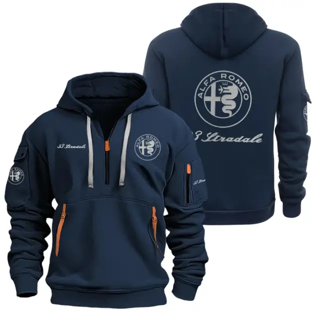 Alfa Romeo 33 Stradale Half Zipper Hoodie SNOVHHZ25AFSTR - Alfa Romeo 33 Stradale Hoodie