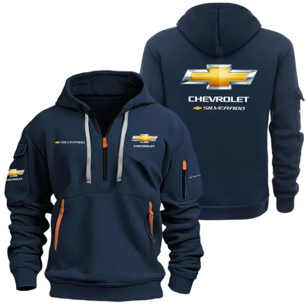 Chevrolet Silverado Half Zipper Hoodie SNOVHHZ25CESIL - Chevrolet Silverado Hoodie