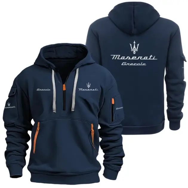 Maserati Grecale 2023 Half Zipper Hoodie SNOVHHZ25MSRGRE - Maserati Grecale 2023 Hoodie