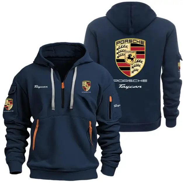 Porsche Taycan Half Zipper Hoodie SNOVHHZ25POSTAY - Porsche Taycan Hoodie