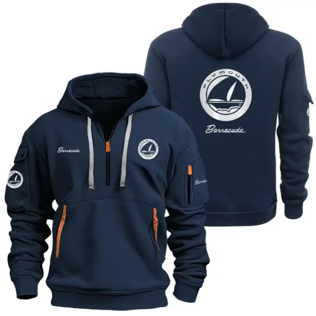 Plymouth Barracuda Half Zipper Hoodie SNOVHHZ25PYBAR - Plymouth Barracuda Hoodie