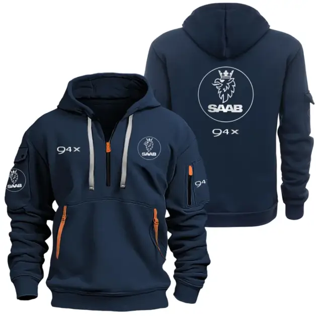 Saab 9-4X Half Zipper Hoodie SNOVHHZ25SB94X - Saab 9-4X Hoodie