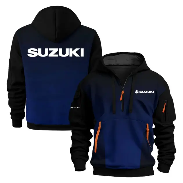 Suzuki Exclusive Logo Performance Half Zipper Hoodie TTFSHHZ3D081902SUZ - Suzuki Hoodie