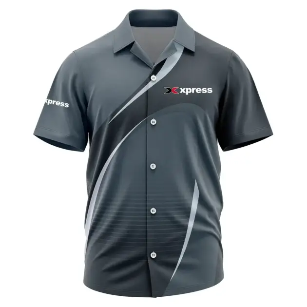 Xpress Exclusive Logo Performance Short Sleeve Camp Collar Shirt TTFSHWSCS001XBZ - Xpress Camp Collar Shirt