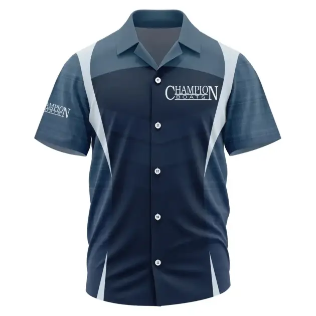 Champion Boats Exclusive Logo Performance Short Sleeve Camp Collar Shirt TTFSHWSCS1903003CHZ - Champion Boats Shirt