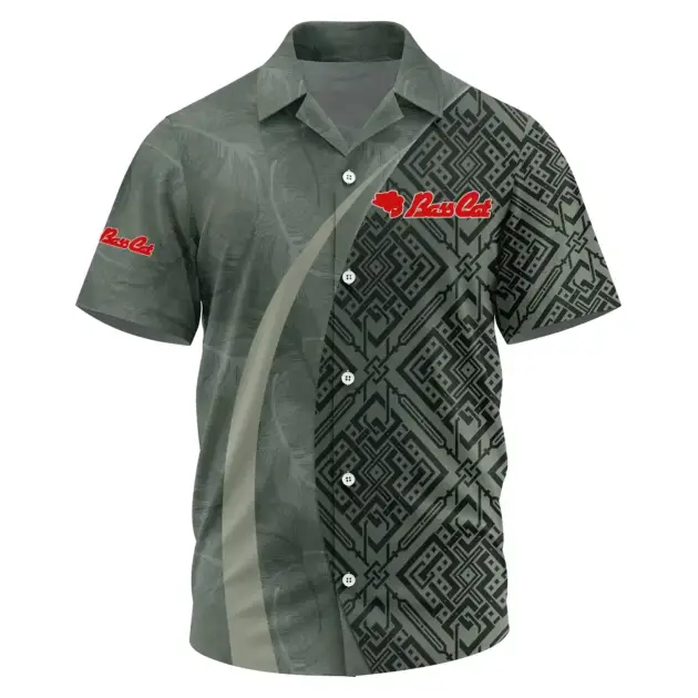 Bass Cat Exclusive Logo Performance Short Sleeve Camp Collar Shirt TTFSHWSCS1903012BCZ - Bass Cat Shirt