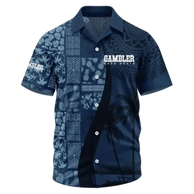 Gambler Exclusive Logo Performance Short Sleeve Camp Collar Shirt TTFSHWSCS1903013GBZ - Gambler Shirt