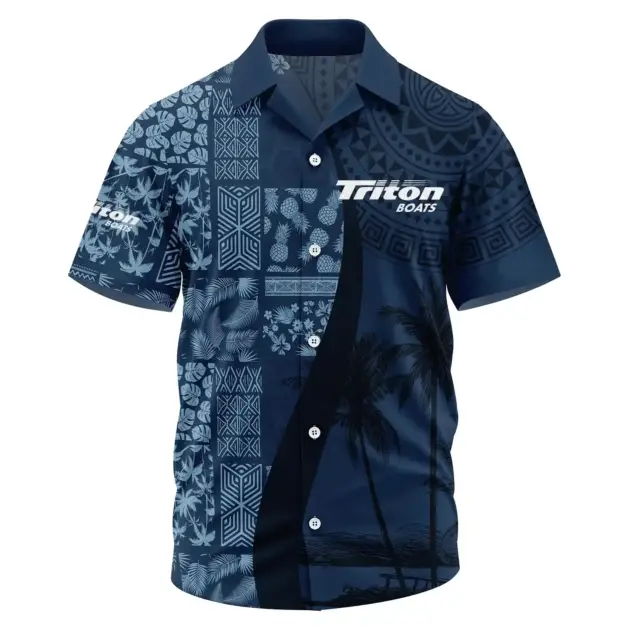 Triton Exclusive Logo Performance Short Sleeve Camp Collar Shirt TTFSHWSCS1903013TBZ - Triton Shirt