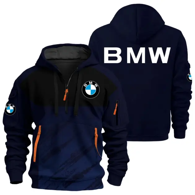 BMW Exclusive Logo Performance Half Zipper Hoodie OSMTBHHZ3D121104BMWZ - BMW Hoodie