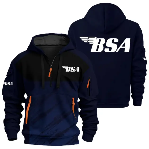 BSA Exclusive Logo Performance Half Zipper Hoodie OSMTBHHZ3D121104BSAZ - BSA Hoodie