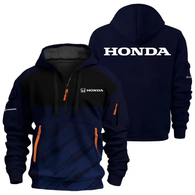 Honda Exclusive Logo Performance Half Zipper Hoodie OSMTBHHZ3D121104HOZ - Honda Hoodie